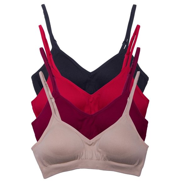 4-Pack Demi Padded Bralette Adjustable Straps A3 Red Basics New NWB